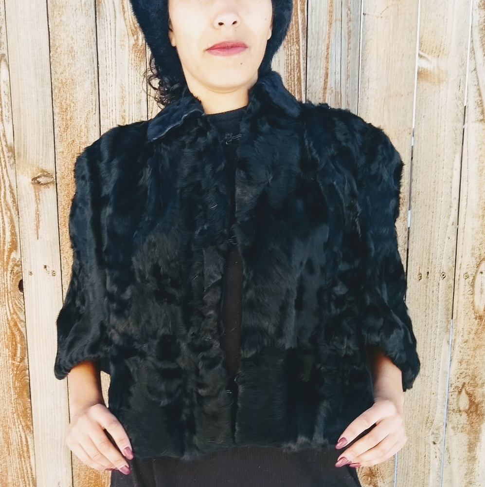 Gorgeous vintage black fur stole!